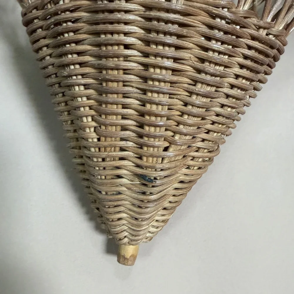Vintage Wicker Umbrella Wall Basket Hanging Parasol Planter MCM Cottagecore